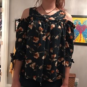 green floral blouse